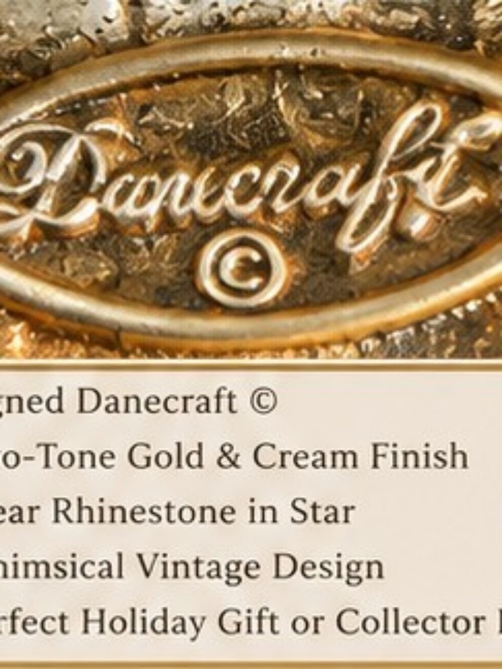 Vintage Danecraft Angel Brooch Gold Tone Cream Enamel Christmas Pin Signed - Picture 5 of 9
